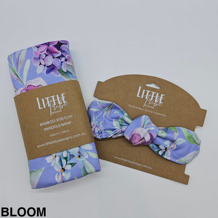 Bamboo Baby Swaddle And Topknot Set Bloom