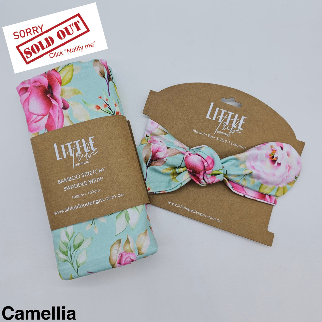 Bamboo Baby Swaddle And Topknot Set Camellia