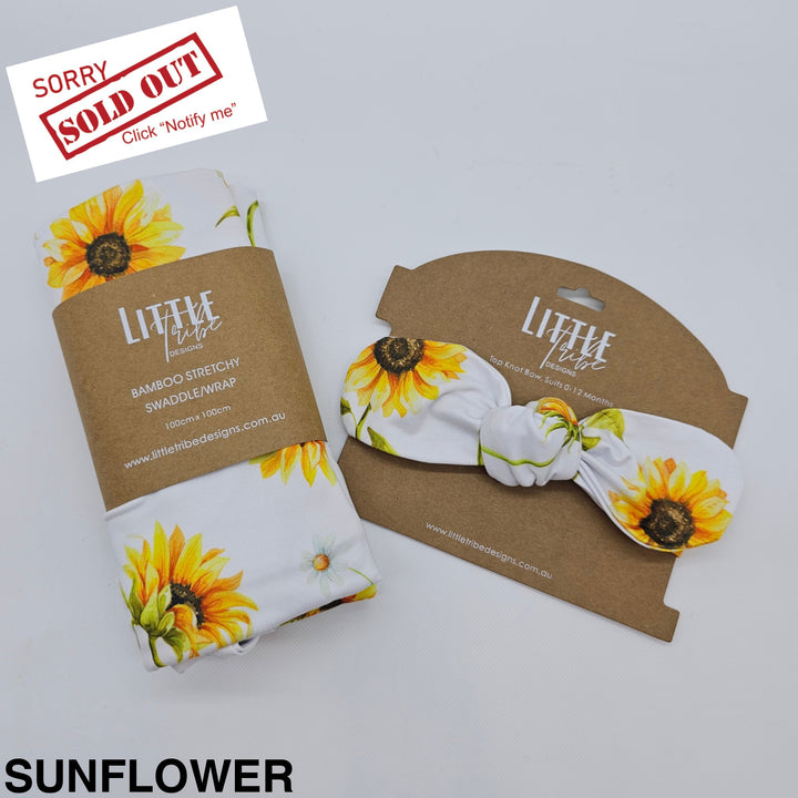Bamboo Baby Swaddle And Topknot Set Sunflower