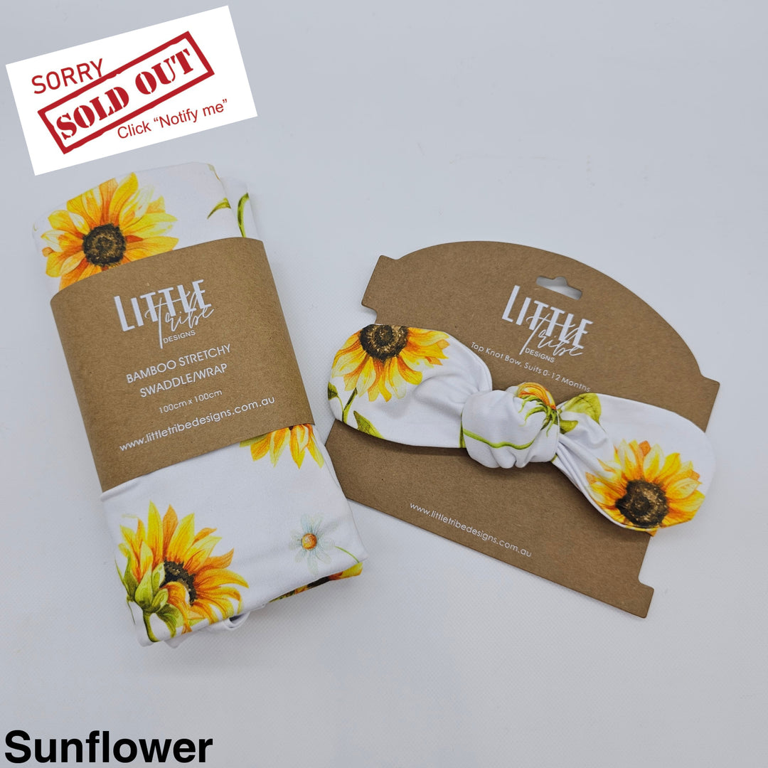 Bamboo Baby Swaddle And Topknot Set Sunflower