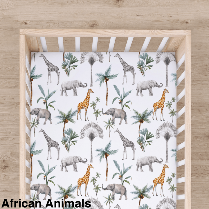 Bamboo Cot Sheet - Assorted African Animals Wraps