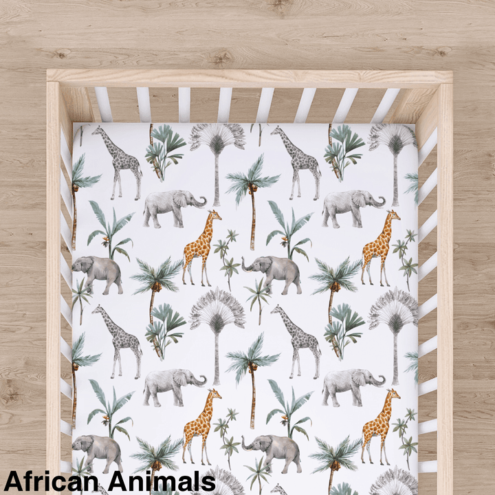 Bamboo Cot Sheet - Assorted African Animals Wraps