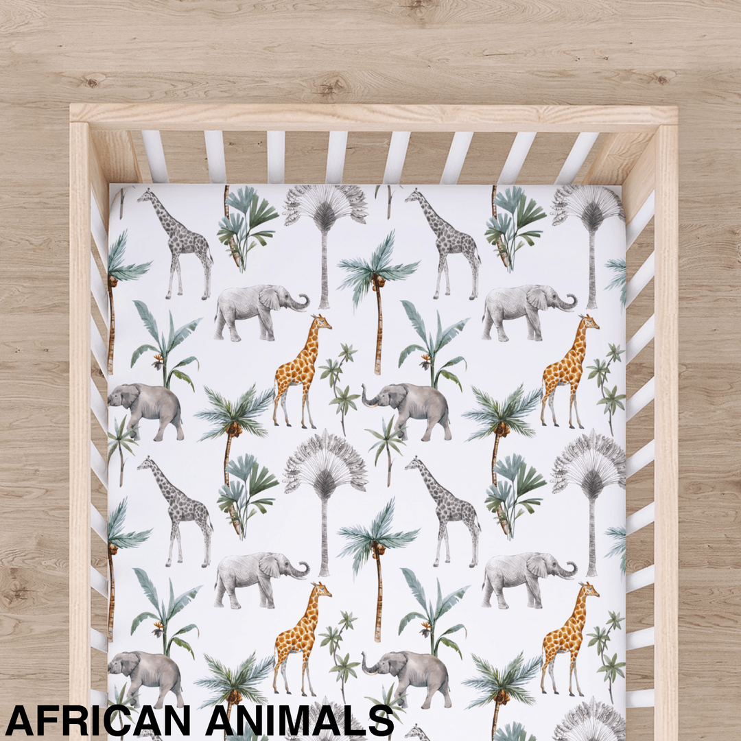 Bamboo Cot Sheet - Assorted African Animals Wraps