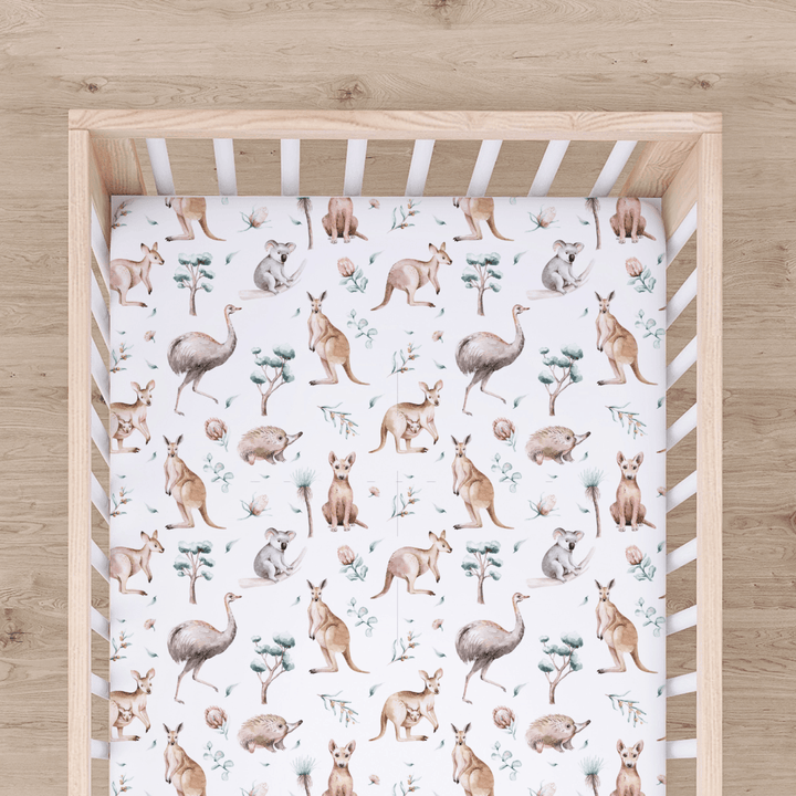 Bamboo Cot Sheet - Assorted Australian Animals Wraps