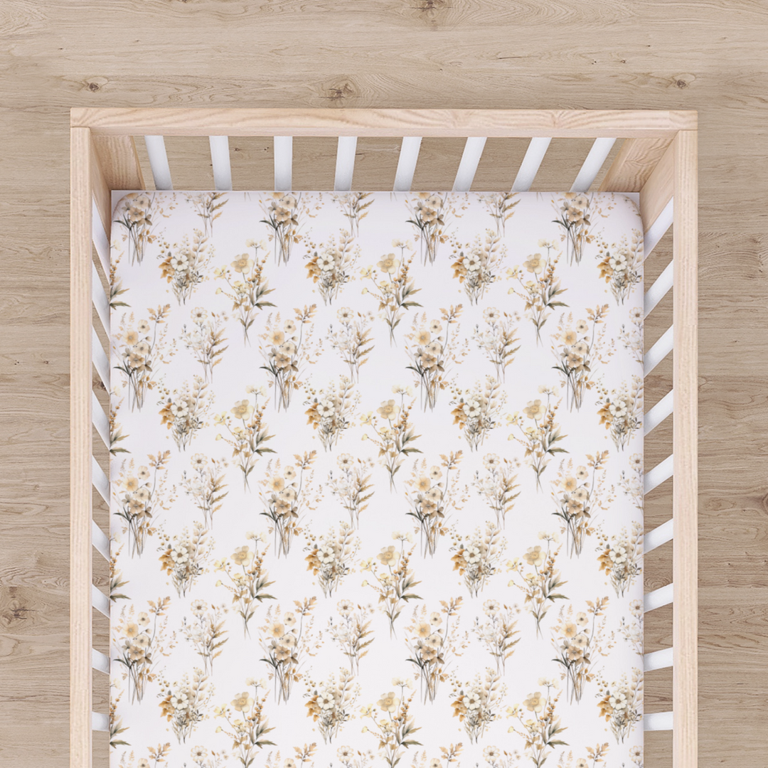 Bamboo Cot Sheet - Assorted Beige Floral Wraps