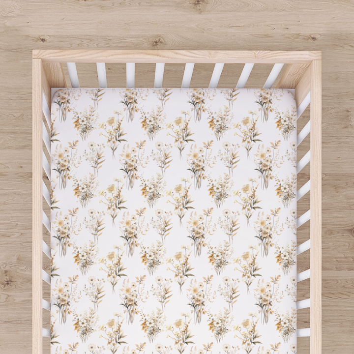 Bamboo Cot Sheet - Assorted Beige Floral Wraps