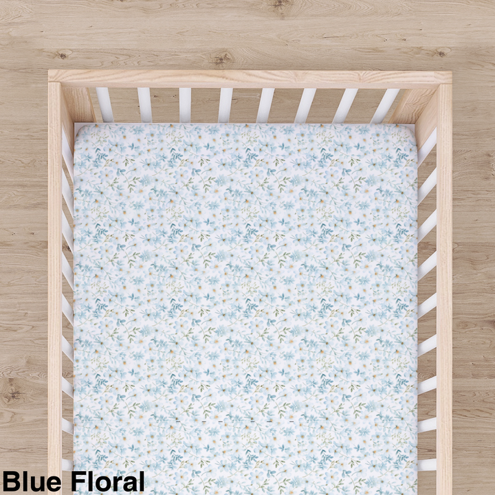 Bamboo Cot Sheet - Assorted Blue Floral Wraps