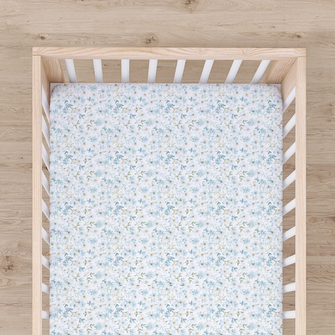 Bamboo Cot Sheet - Assorted Blue Floral Wraps