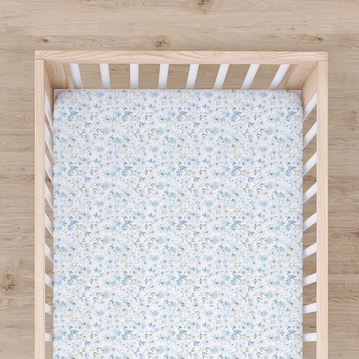 Bamboo Cot Sheet - Assorted Blue Floral Wraps