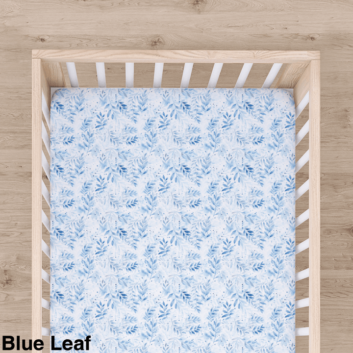 Bamboo Cot Sheet - Assorted Blue Leaf Wraps