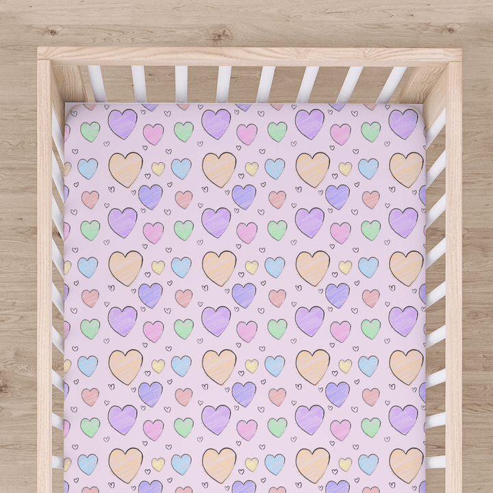 Bamboo Cot Sheet - Assorted Hearts Wraps