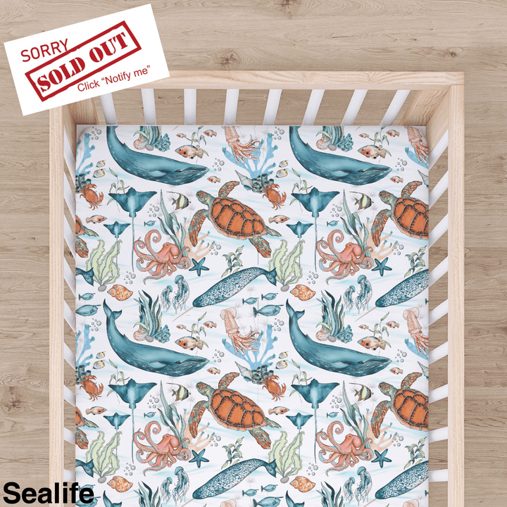 Bamboo Cot Sheet - Assorted Sealife Wraps