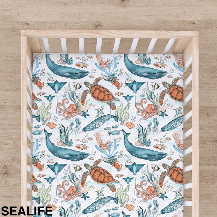 Bamboo Cot Sheet - Assorted Sealife Wraps