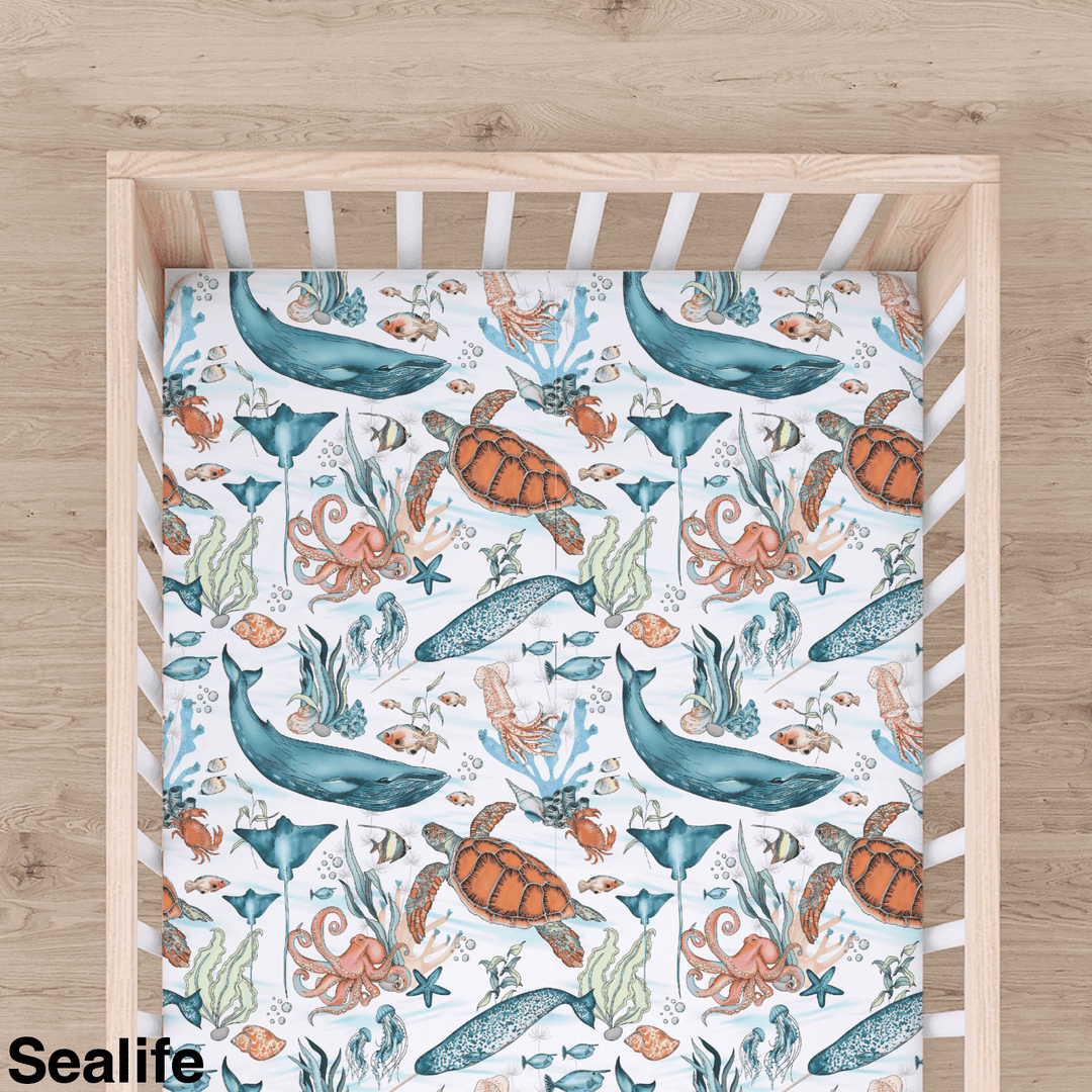 Bamboo Cot Sheet - Assorted Sealife Wraps