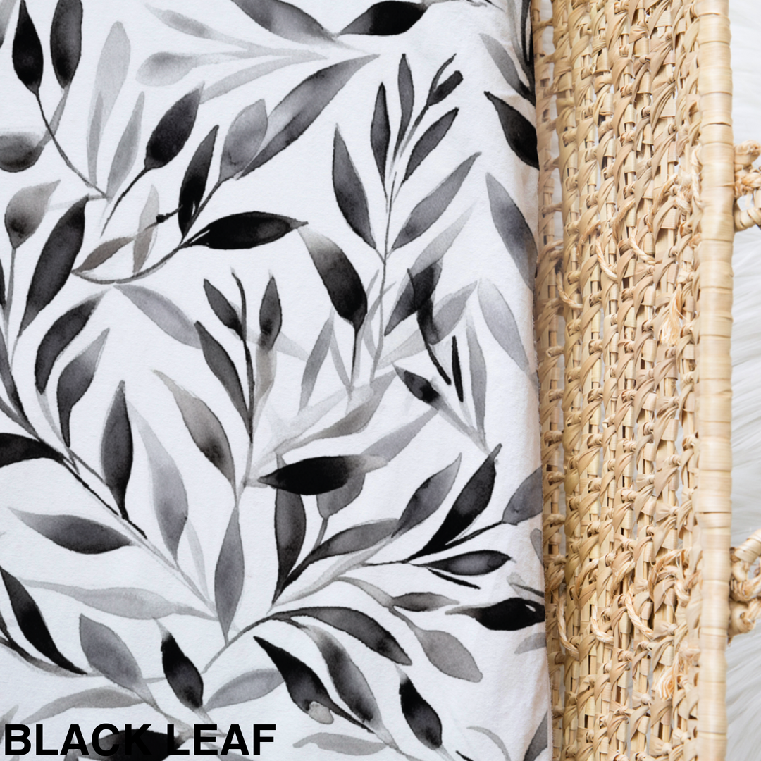 Bamboo Jersey Fitted Bassinet/ Change Mat Cover - Assorted Black Leaf Wraps