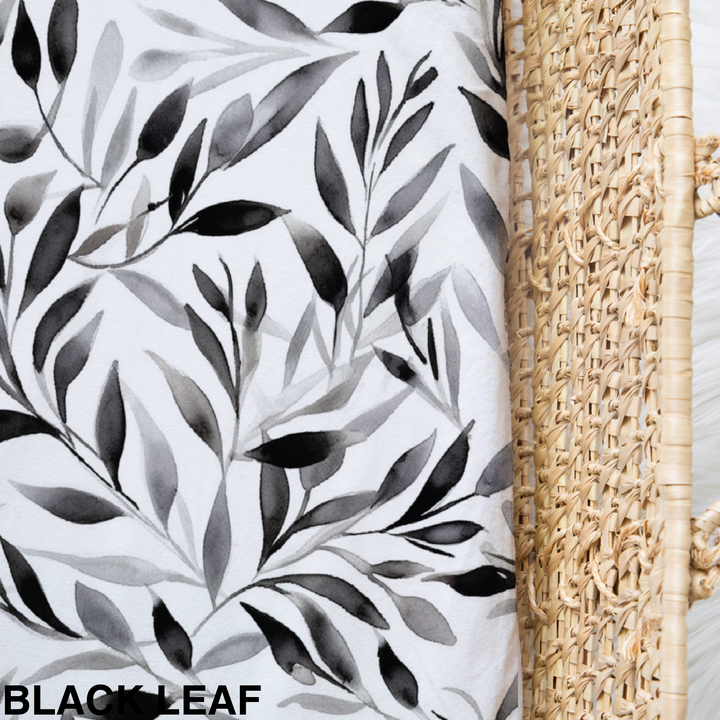 Bamboo Jersey Fitted Bassinet/ Change Mat Cover - Assorted Black Leaf Wraps
