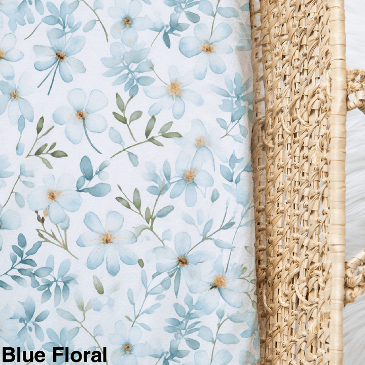 Bamboo Jersey Fitted Bassinet/ Change Mat Cover - Assorted Blue Floral Wraps