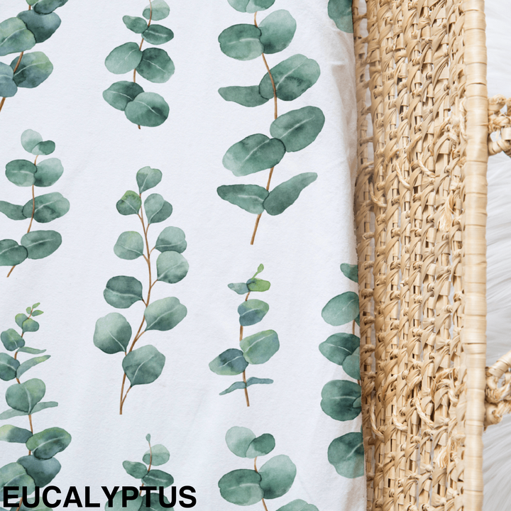 Bamboo Jersey Fitted Bassinet/ Change Mat Cover - Assorted Eucalyptus Wraps