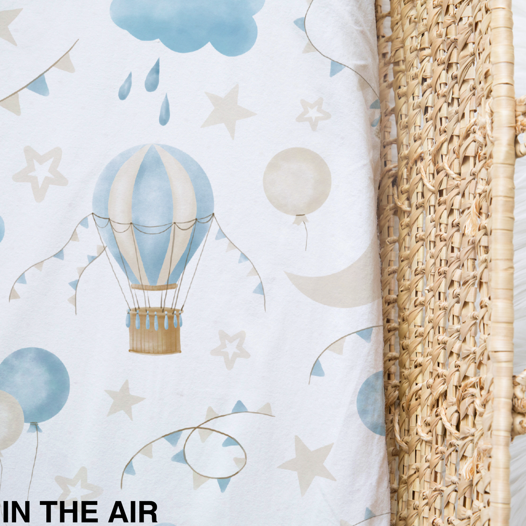 Bamboo Jersey Fitted Bassinet/ Change Mat Cover - Assorted In The Air Wraps