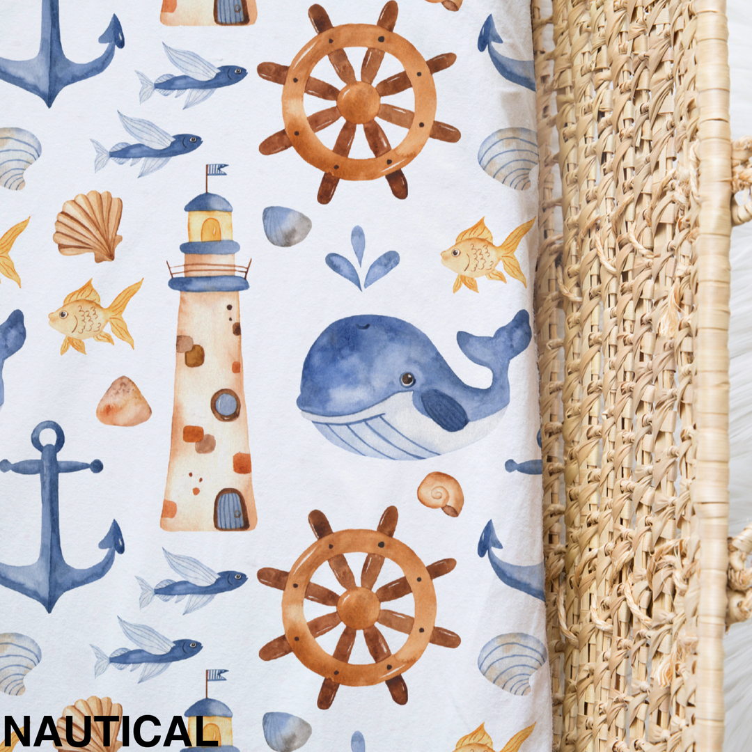 Bamboo Jersey Fitted Bassinet/ Change Mat Cover - Assorted Nautical Wraps