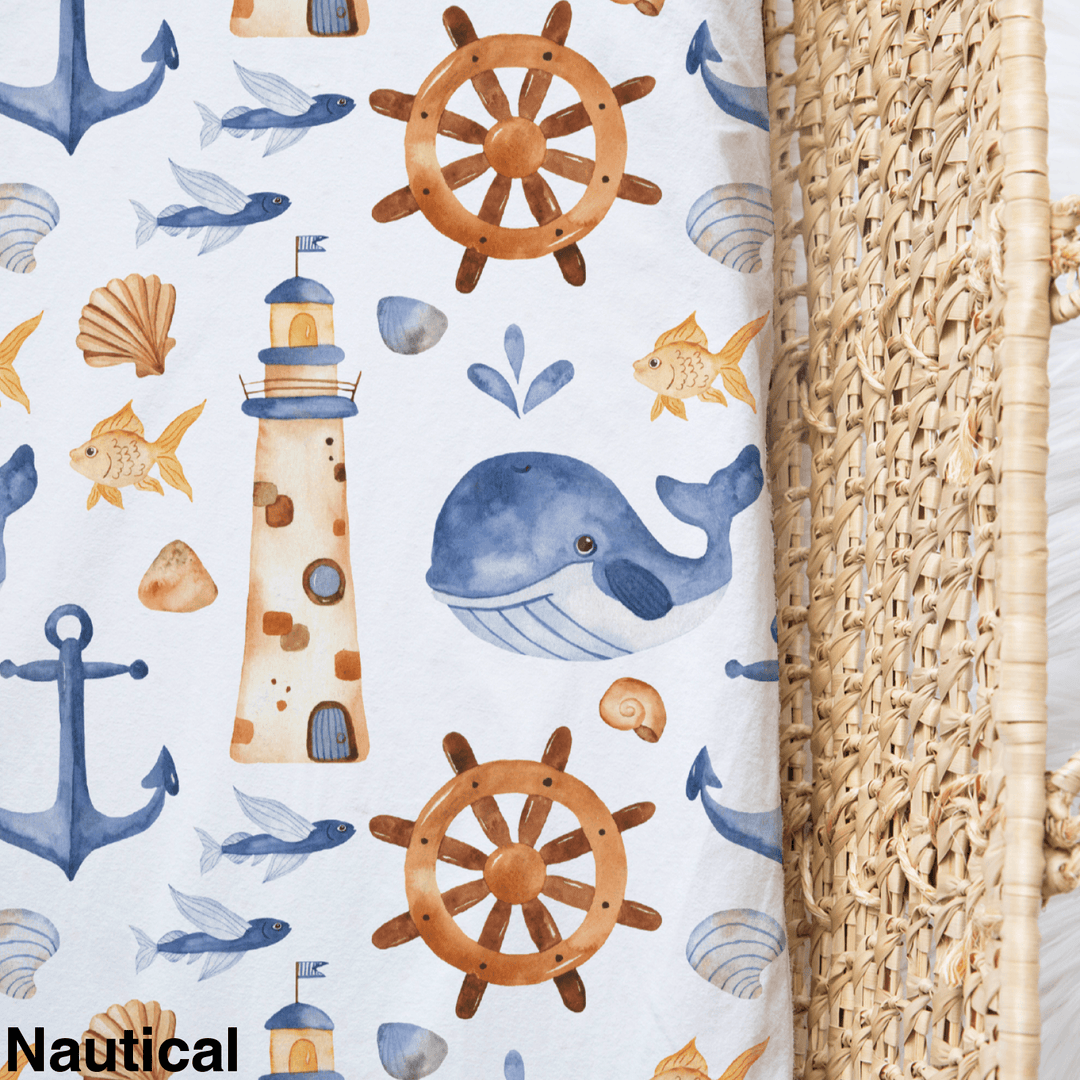 Bamboo Jersey Fitted Bassinet/ Change Mat Cover - Assorted Nautical Wraps