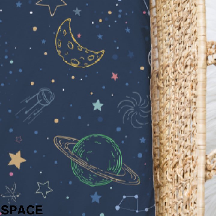 Bamboo Jersey Fitted Bassinet/ Change Mat Cover - Assorted Space Wraps