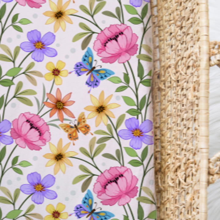 Bamboo Jersey Fitted Bassinet/ Change Mat Cover - Assorted Springtime Wraps
