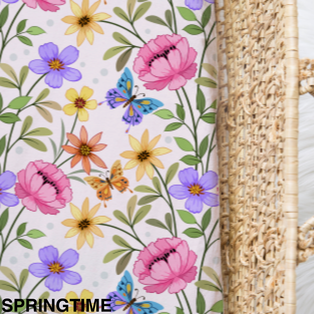 Bamboo Jersey Fitted Bassinet/ Change Mat Cover - Assorted Springtime Wraps