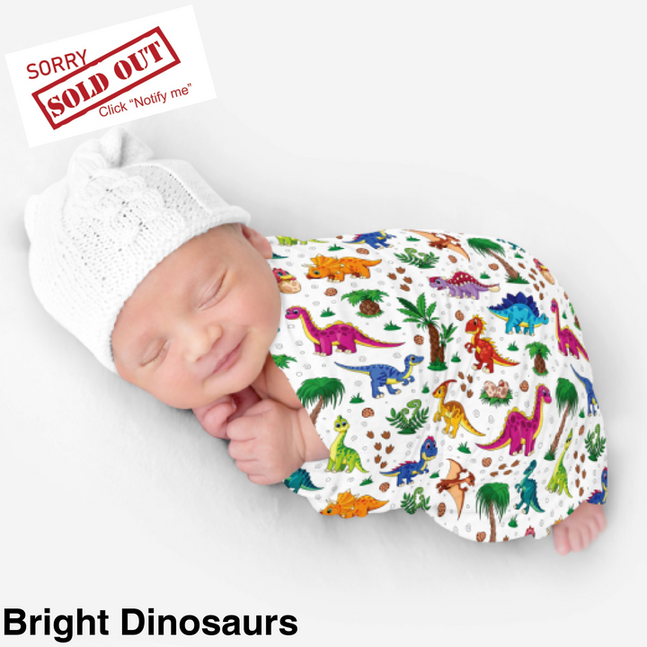 Bamboo Snuggle Stretch Wrap - Assorted Bright Dinosaurs Wraps