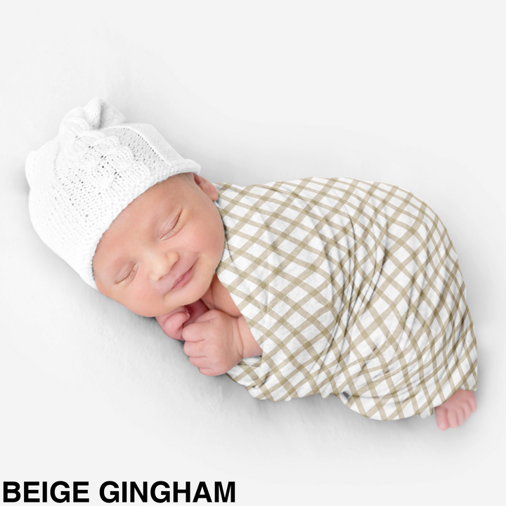 Bamboo Snuggle Stretch Wrap - Assorted Beige Gingham Wraps