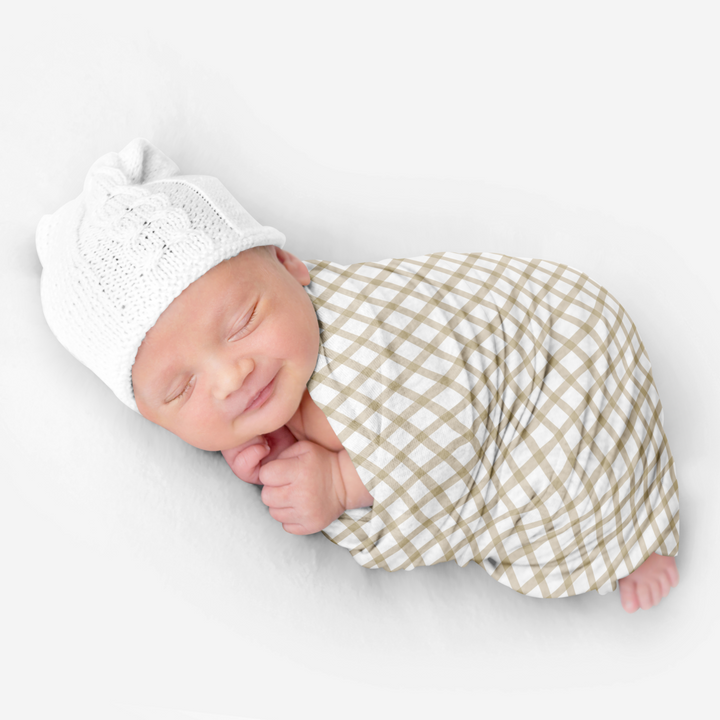Bamboo Snuggle Stretch Wrap - Assorted Beige Gingham Wraps