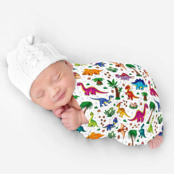 Bamboo Snuggle Stretch Wrap - Assorted Bright Dinosaurs Wraps