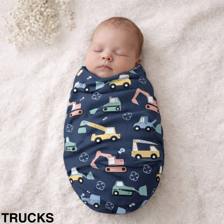 Bamboo Snuggle Stretch Wrap/ Swaddle - ASSORTED Trucks Wraps