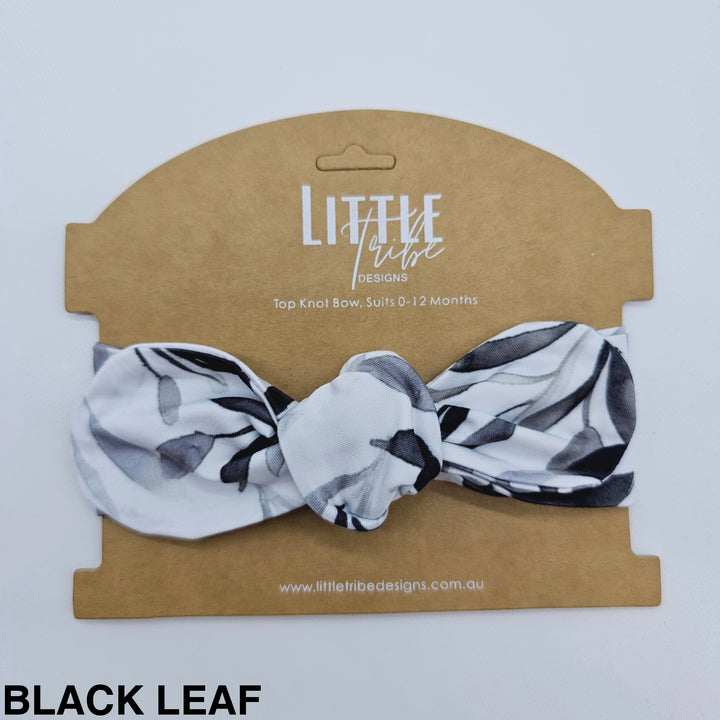 Bamboo Topknot Headband - Assorted Black Leaf Beanies & Headbands