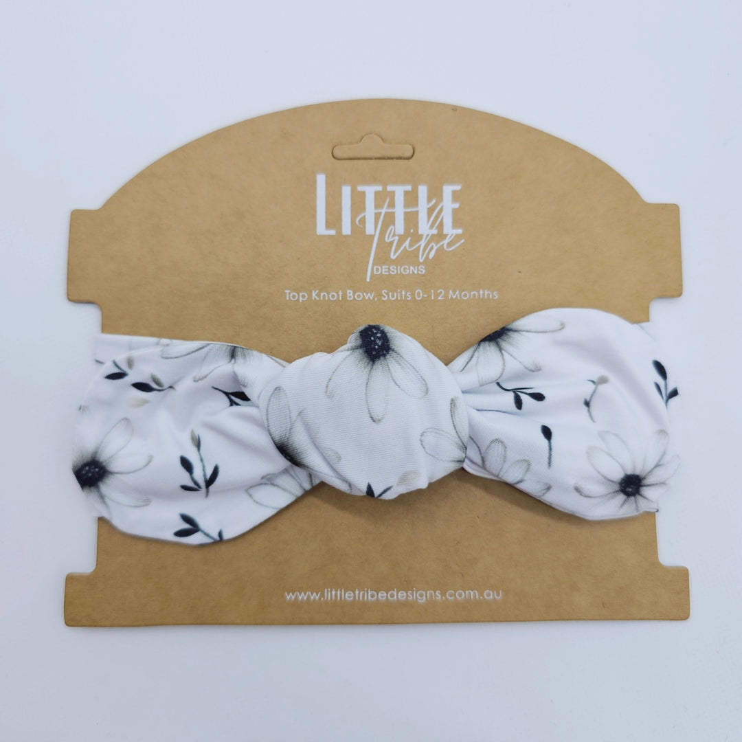 Bamboo Topknot Headband - Assorted Black & White Daisy Beanies Headbands