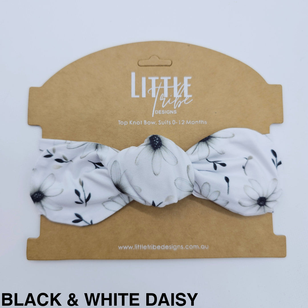 Bamboo Topknot Headband - Assorted Black & White Daisy Beanies Headbands
