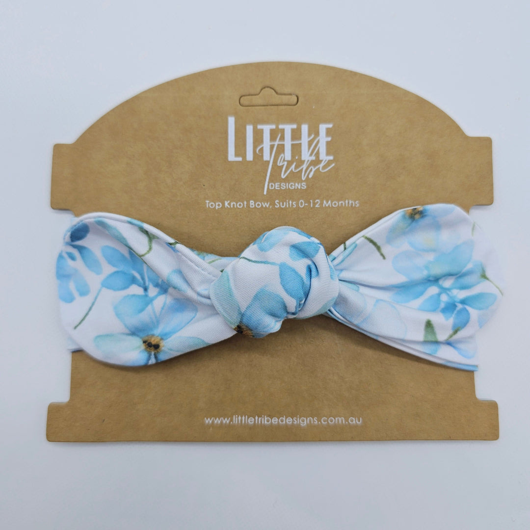 Bamboo Topknot Headband - Assorted Blue Floral Beanies & Headbands