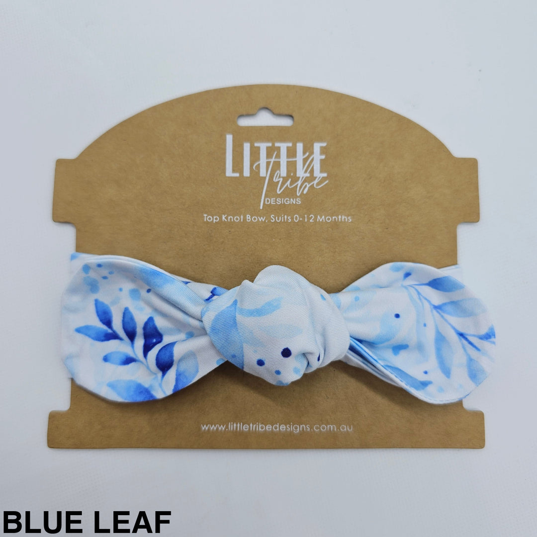 Bamboo Topknot Headband - Assorted Blue Leaf Beanies & Headbands