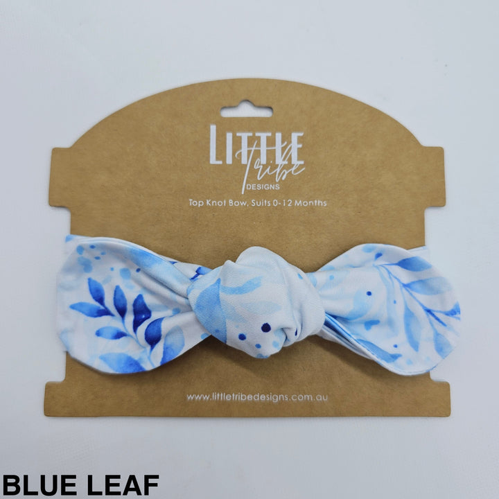Bamboo Topknot Headband - Assorted Blue Leaf Beanies & Headbands