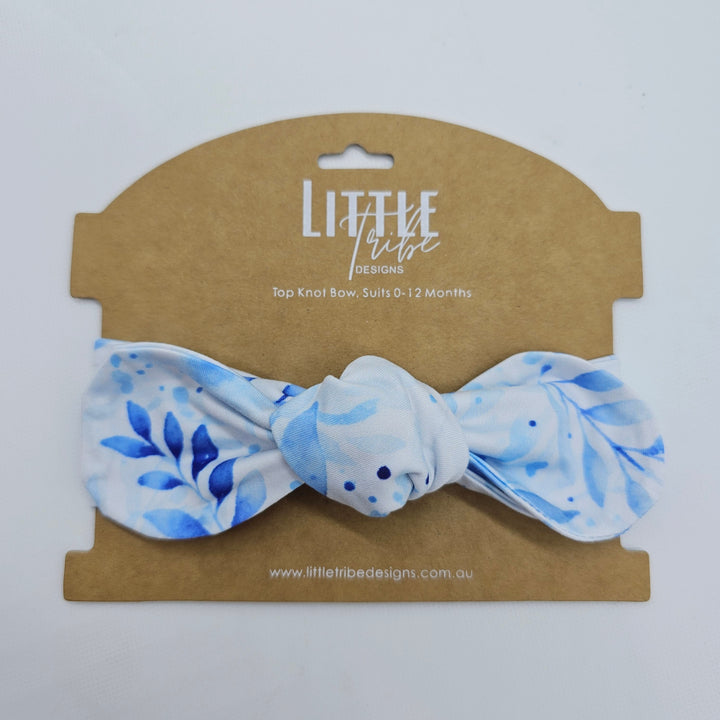 Bamboo Topknot Headband - Assorted Blue Leaf Beanies & Headbands