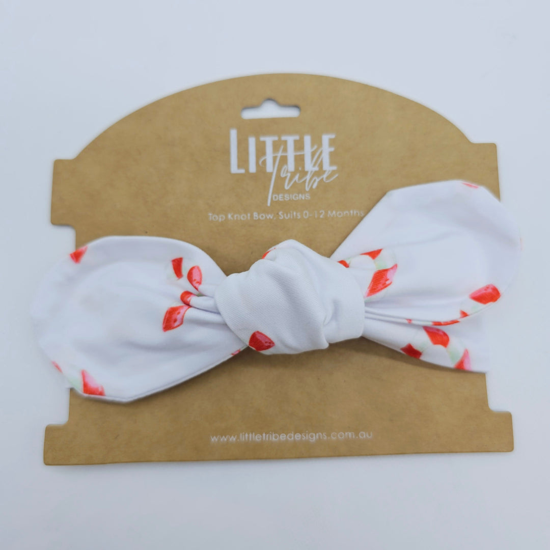 Bamboo Topknot Headband - Assorted Christmas Candy Cane Beanies & Headbands