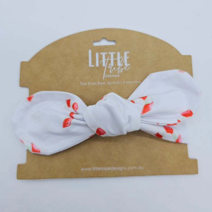 Bamboo Topknot Headband - Assorted Christmas Candy Cane Beanies & Headbands