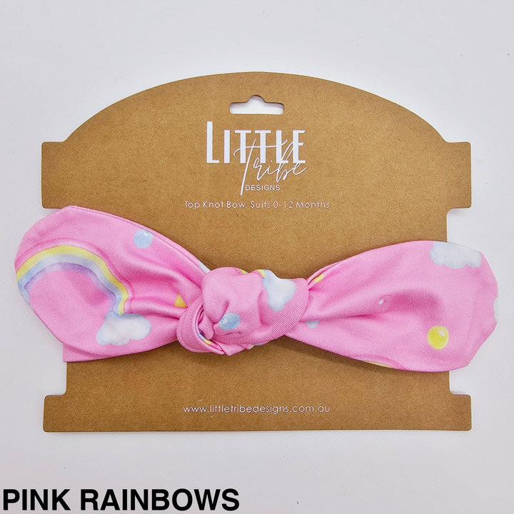 Bamboo Topknot Headband - Assorted Pink Rainbows Beanies & Headbands