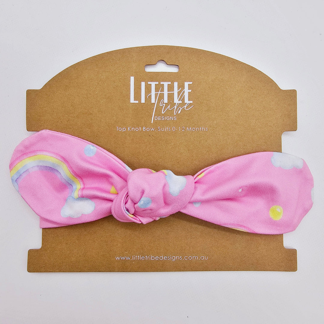 Bamboo Topknot Headband - Assorted Pink Rainbows Beanies & Headbands