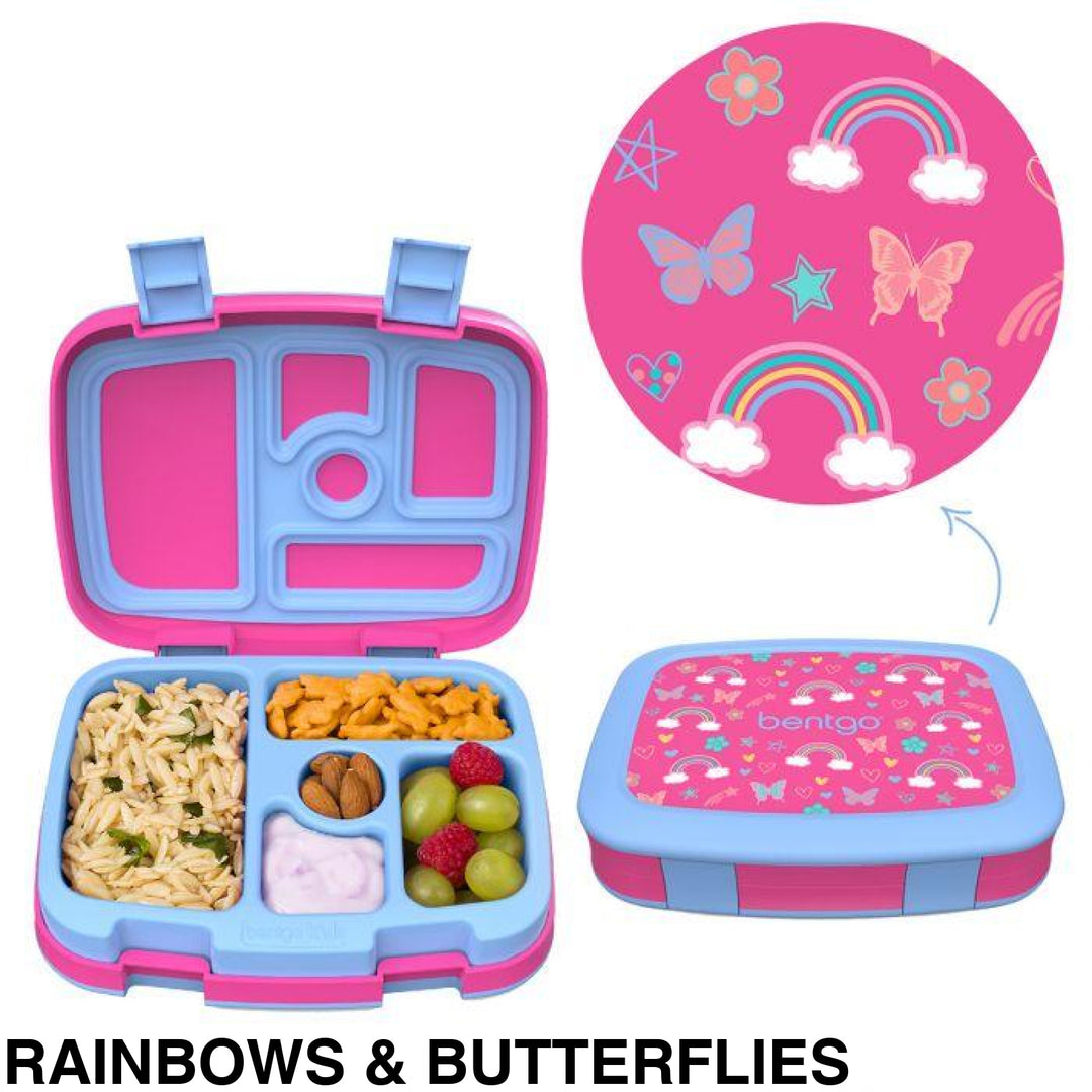Bentgo Kids Leak-Proof Print Bento Lunch Box Rainbows & Butterflies