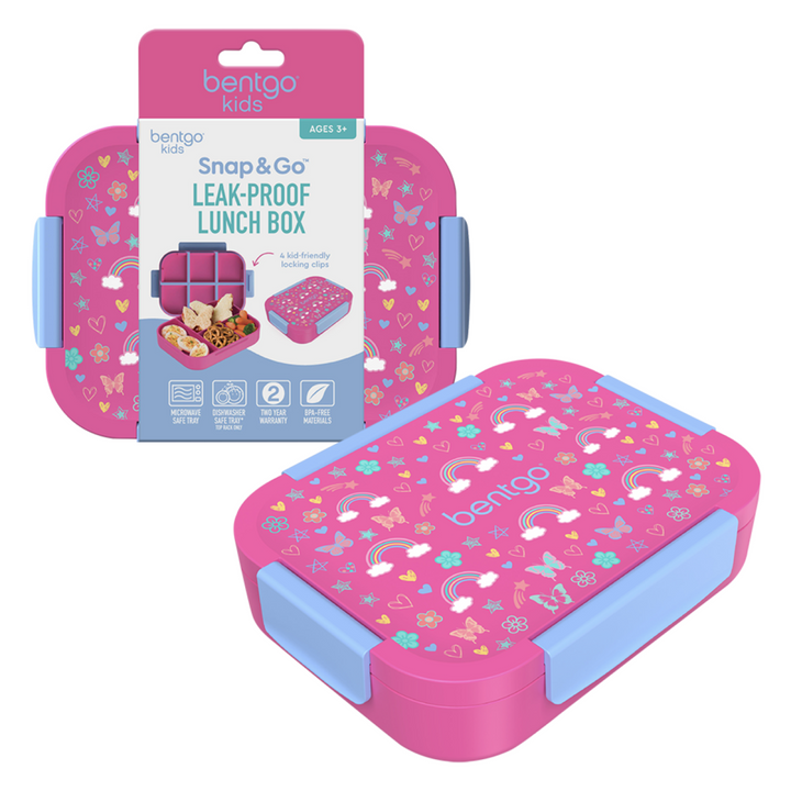 Bentgo Kid’s Snap & Go Lunch Box Rainbows Butterflies