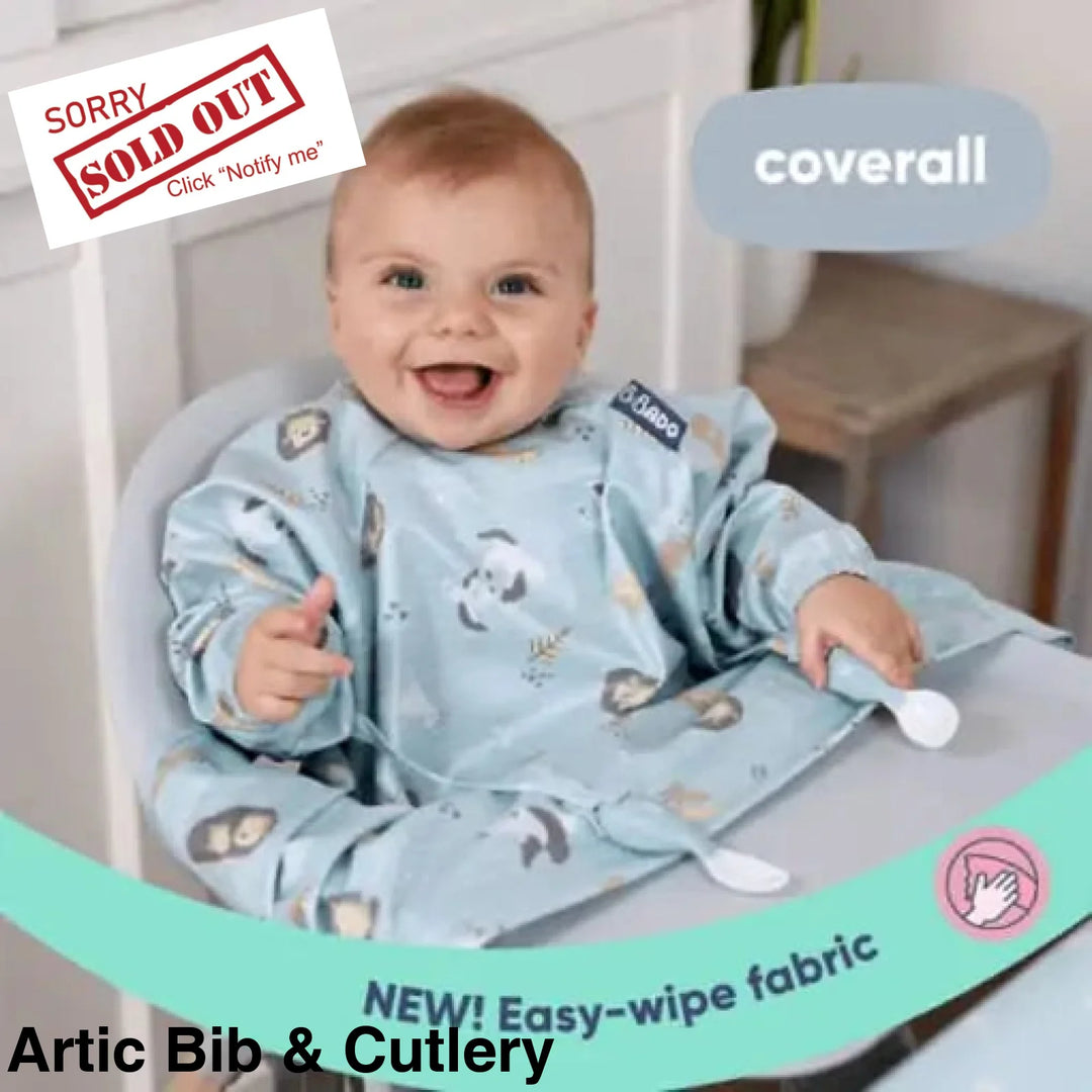 Bibado Baby Weaning Coverall Bib & Cutlery Set Artic