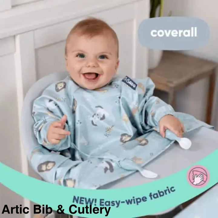 Bibado Baby Weaning Coverall Bib & Cutlery Set Artic