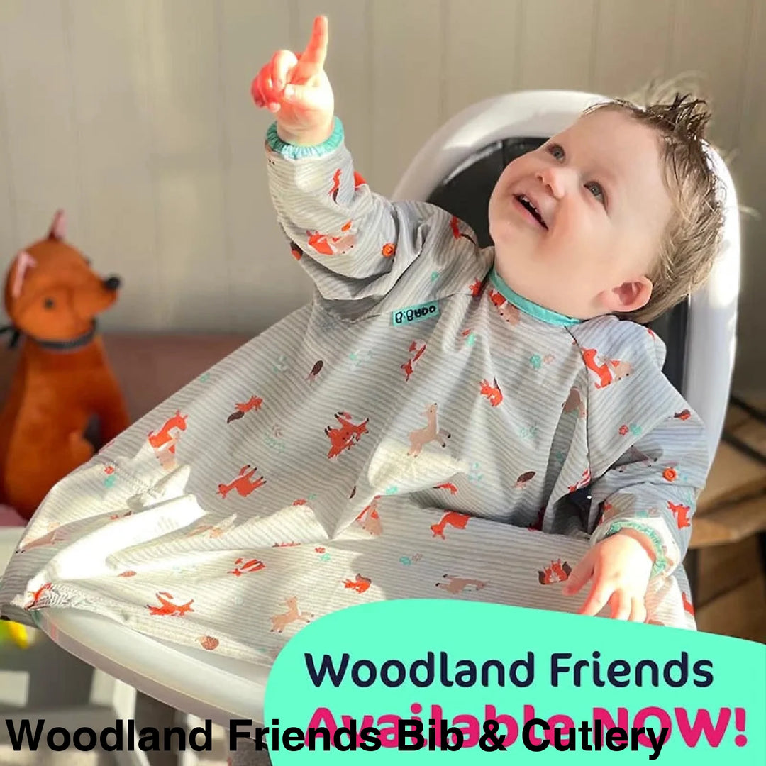 Bibado Baby Weaning Coverall Bib & Cutlery Set Woodland Friends