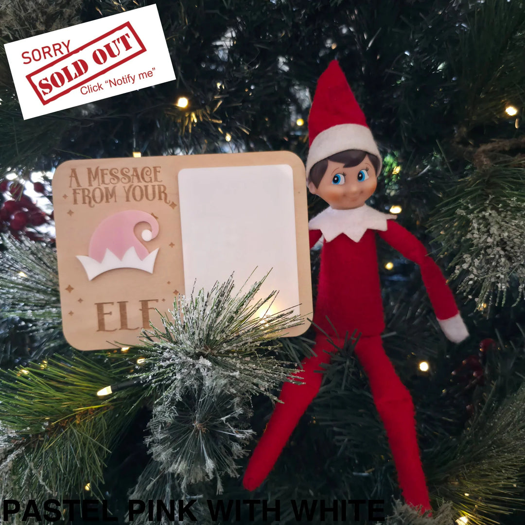 Elf Message Board Pastel Pink with White